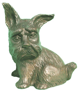 Bronz szobor kisplasztika llatfigurk Kutya, belga, ajttmasz