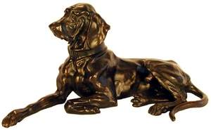 Bronz kisplasztika szobor llatfigurk Fekv kutya, nagy