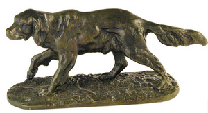 Bronz kisplasztika szobor llatfigurk Kutya, r szetter