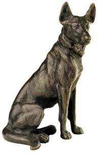 Bronz kisplasztika szobor llatfigurk Kutya, nmet juhsz