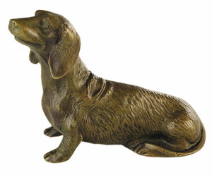 Bronz kisplasztika szobor llatfigurk Kutya, tacsk, l
