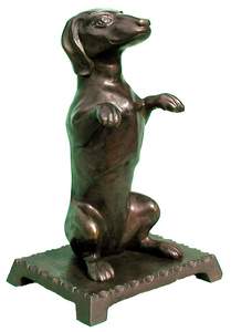 Bronz szobor kisplasztika llatfigurk Kutya, tacsk, ajttmasz