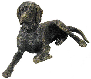 Bronz kisplasztika szobor llatfigurk Kutya, vizsla, nagy, fekv