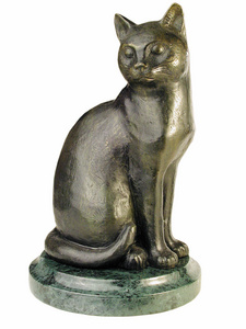 Bronz szobor kisplasztika llatfigurk Macska, nagy, l, mrvnyon