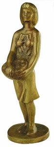 Ni figura kosrral Bronz szobor kisplasztika: ni brzols figurk