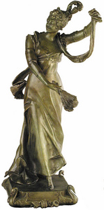 Legyezs ni figura Bronz szobor kisplasztika: ni brzols figurk