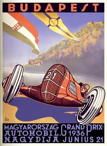 Magyar Grand Prix 1936 autverseny Nosztalgia rgi magyar plakt, poszter reprint msolat reprodukci fotpapron vagy  fesztett vsznon tbb mretben
