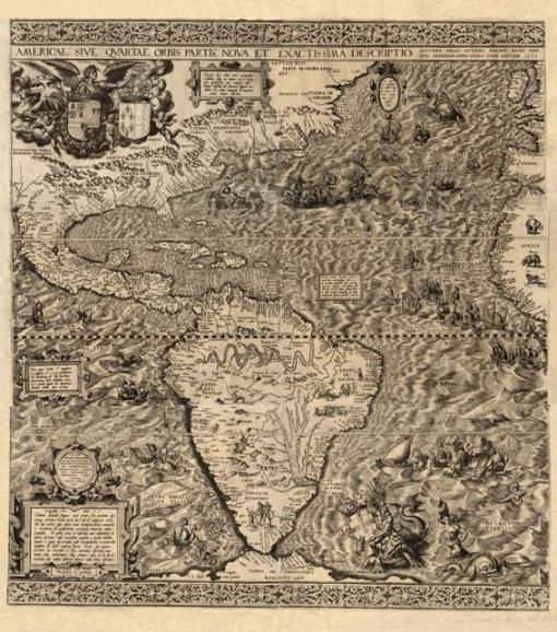 Antik trkp nyomatok:Amerika 1562 alapmret 60x68cm latin nyelv 