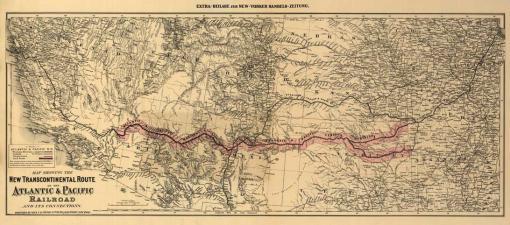 Amerika Transzkontinentlis vastvonal trkp 1880 alapmret 40x90cm angol nyelv 